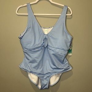 Outdoor Oasis Women's striped One Piece Bathing Swmming Suit SZ 1X NWT